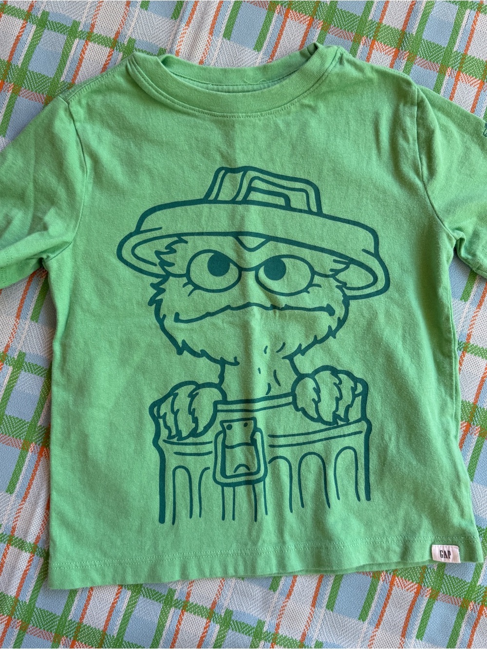 GAP Kids Green Oscar the Grouch Long Sleeve Tee